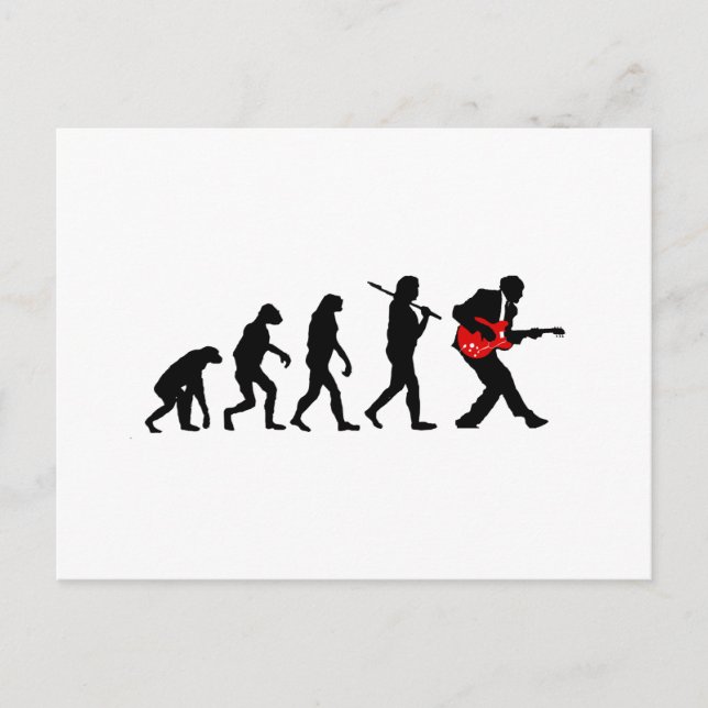 Guitar player evolution postcard (Front)