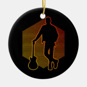 Guitar player men's electric guitar ceramic tree decoration