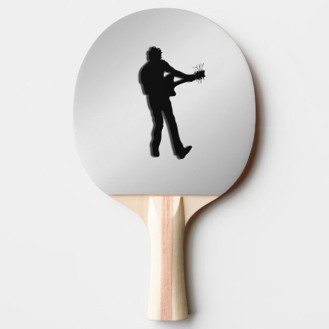Guitar Player Silver Ping Pong Paddle (Back)
