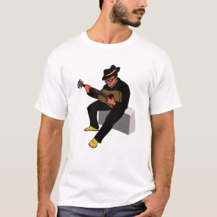 guitar player sitting on amp blues black.png T-Shirt