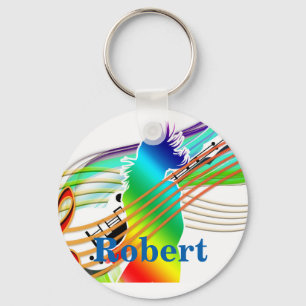 Guitar Player With Music Key Ring