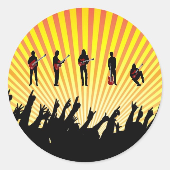 guitar players classic round sticker (Front)