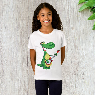 Guitar Playing Dinosaur Girls T-Shirt