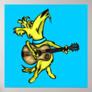 Guitar Playing Dog Poster