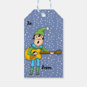 Guitar Playing Elf Christmas Gift Tags