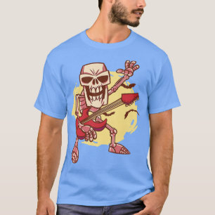 Guitar Playing Heavy Metal Halloween Skeleton T-Shirt