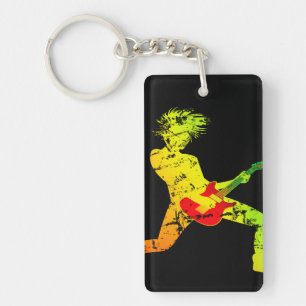 Guitar Playing Rocker Key Ring