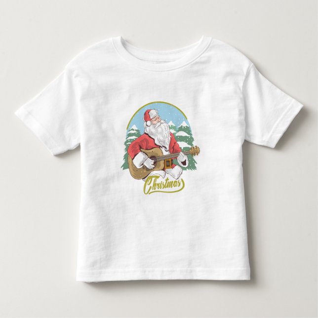 Guitar Playing Santa Claus | Christmas Toddler T-Shirt (Front)