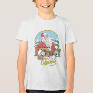 Guitar Playing Santa Claus Christmas Tri-Blend Shirt