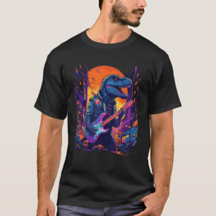 Guitar Playing T-Rex Dino Guitarist Bassist Musici T-Shirt