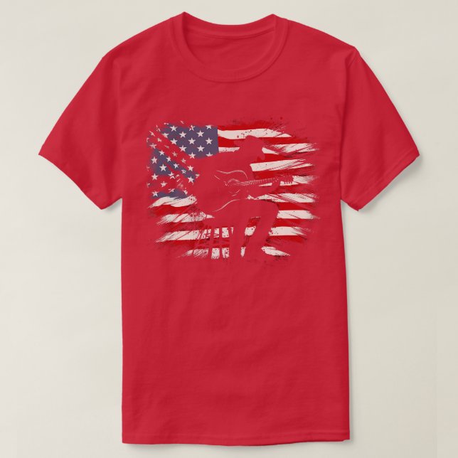 Guitar playing USA Cowboy T-Shirt (Design Front)