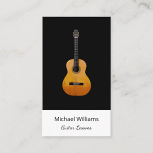 Guitar Professional Music Lessons Black White Business Card