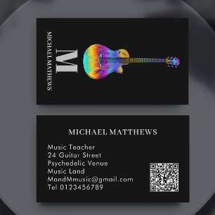 Guitar Professional Music Teacher QR Code Business Card