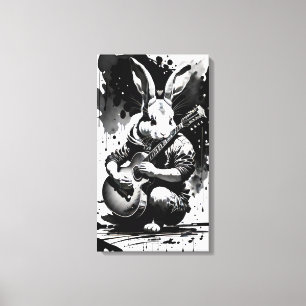 guitar rabbit canvas print