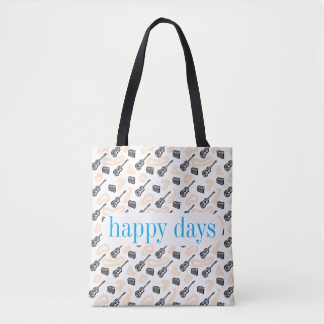 Guitar Radio Pattern Happy D Custom Tote Bag (Front)