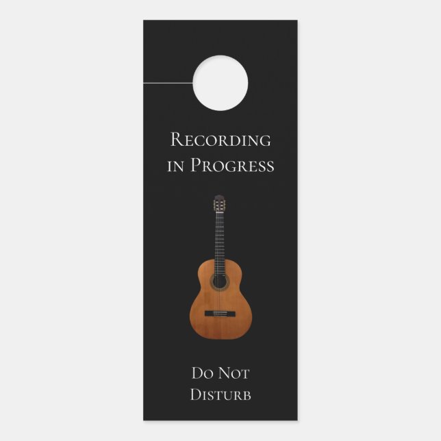 Guitar Recording Do Not Disturb Black and White Door Hanger (Front)