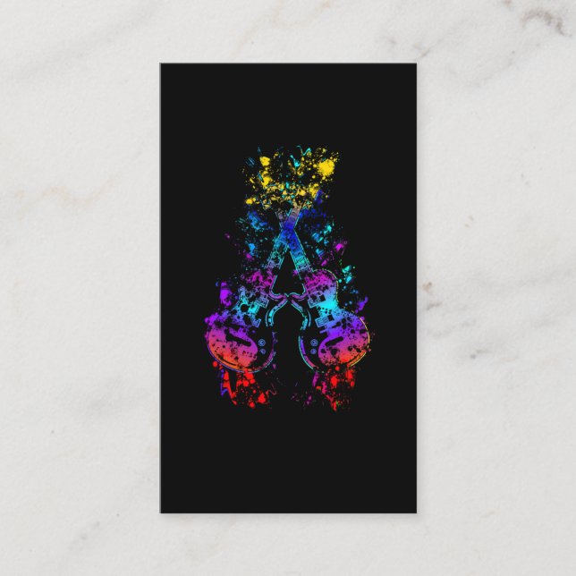 Guitar Retro Rock and Roll Music Lover Guitarist Business Card (Front)