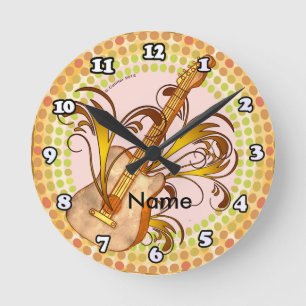 Guitar Rhythm Round Clock