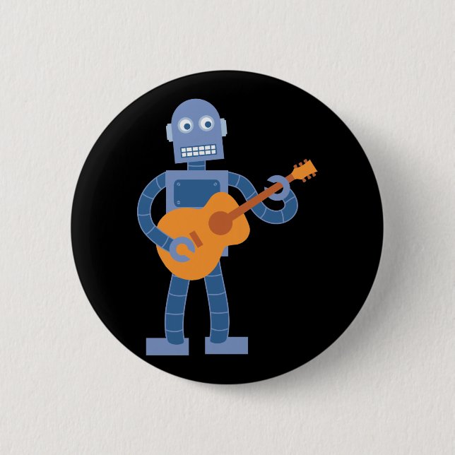 Guitar Robot 6 Cm Round Badge (Front)