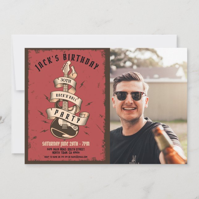 Guitar Rock Birthday Party Music Festival Invitation (Front)