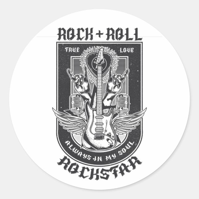 Guitar Rock design Classic Round Sticker (Front)