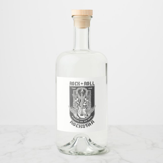 Guitar Rock design Liquor Bottle Label (Front)
