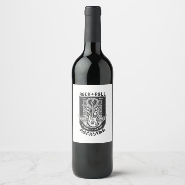 Guitar Rock design Wine Label (Front)