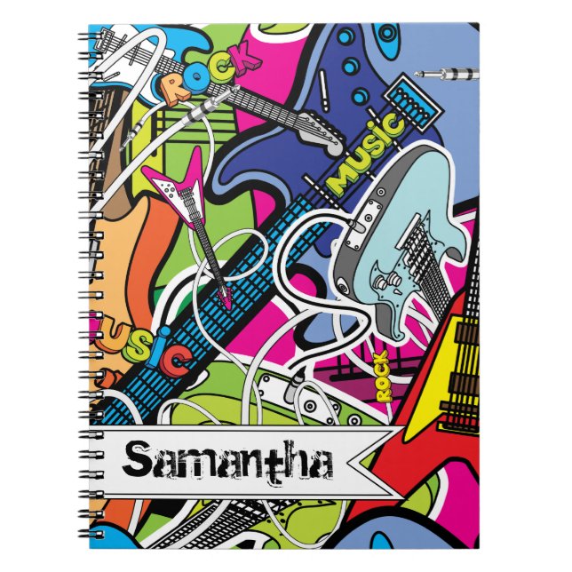 Guitar Rock Music Star Grunge Spiral Notebook (Front)