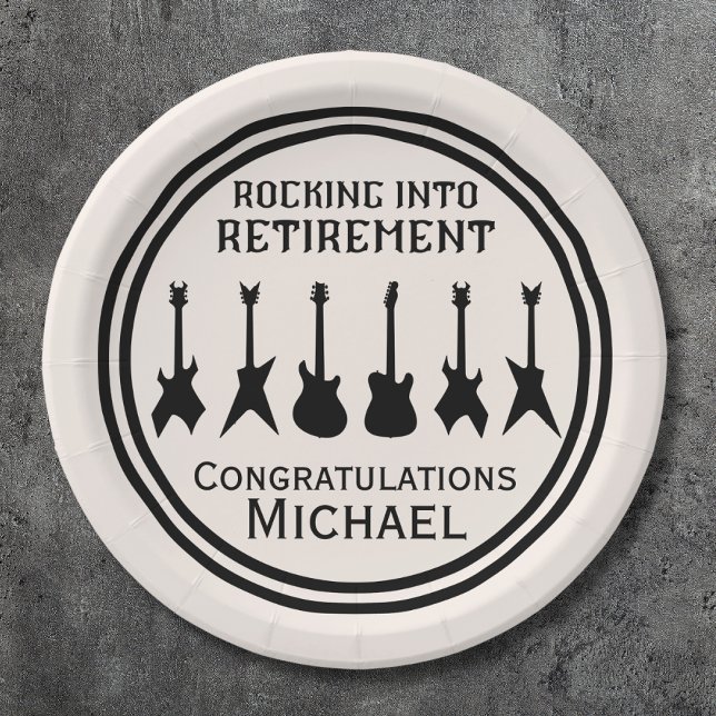 Guitar Rock 'n' Roll Retirement Party Paper Plate (Creator Uploaded)
