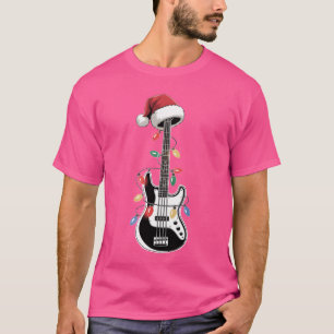 Guitar Santa Christmas Lights Bassist Guitarist Mu T-Shirt