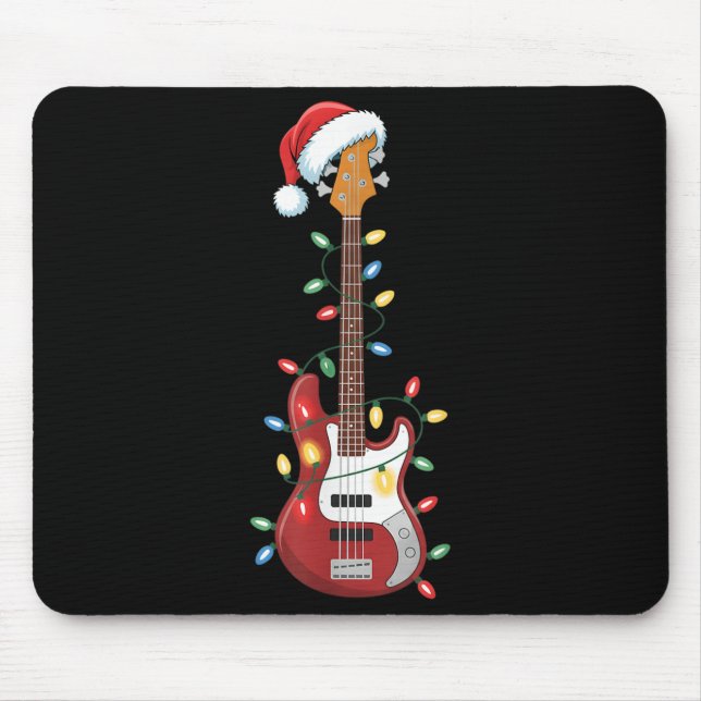 Guitar Santa Hat Christmas Lights B Player Guitari Mouse Pad (Front)