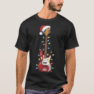 Guitar Santa Hat Christmas Lights B Player Guitari T-Shirt