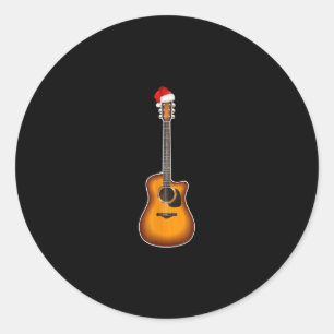 Guitar Santa Hat Christmas Pajama Decorations Classic Round Sticker