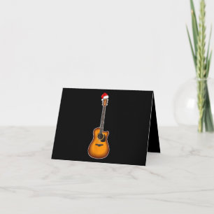 Guitar Santa Hat Christmas Pajama Decorations Thank You Card