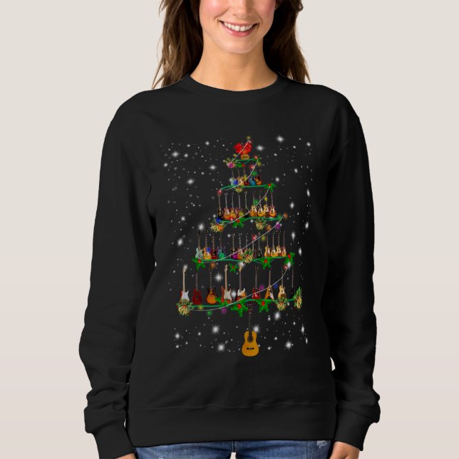 Guitar Santa Hat Christmas Tree   Music Loves Xmas Sweatshirt (Front)