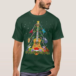 Guitar Santa Hat Christmas Tree Music Loves Xmas  T-Shirt