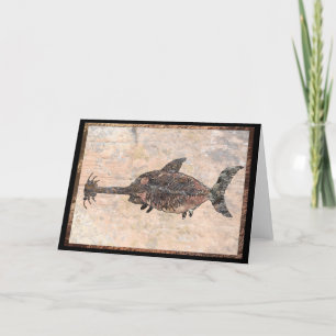 Guitar Shark Fossil Fish  Folded Greeting Card