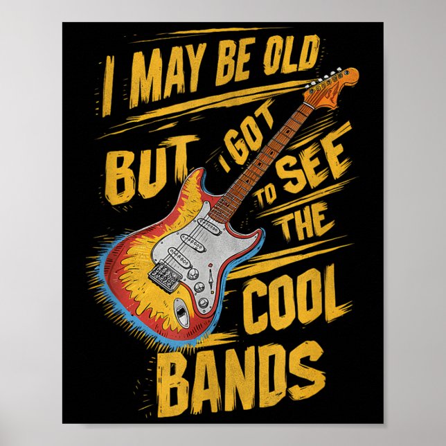 Guitar Shirt For Grandpa Funny Dad Guitar Birthday Poster (Front)