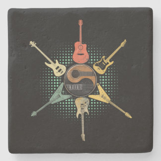 Guitar Shirt. Retro Style, Gift For Guitarist Stone Coaster