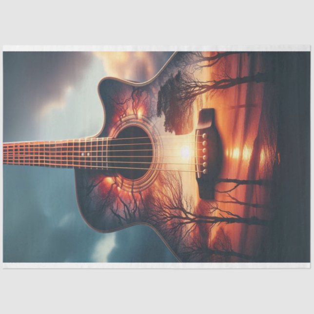Guitar Silhouette Decoupage  Tissue Paper (Front)