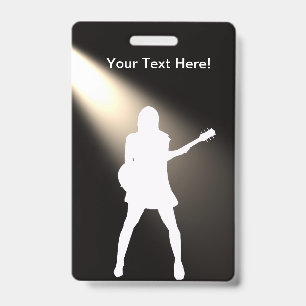 Guitar silhouette  for Badge with Lynard ID Badge