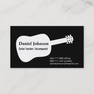Guitar Silhouette Musician Business Cards