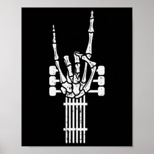 Guitar Skeleton Rock N Roll Rocker Sign Punk Hallo