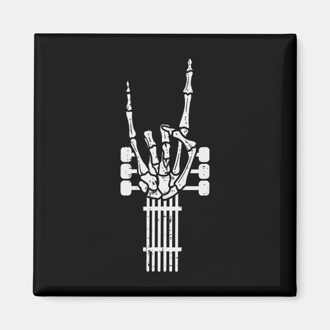 Guitar Skeleton Rock n Roll Rocker Sign Punk Hallo Magnet (Front)