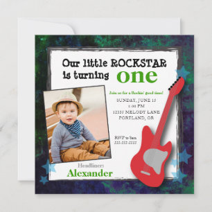 Guitar & Stars Boy's Rockstar Birthday Invitation