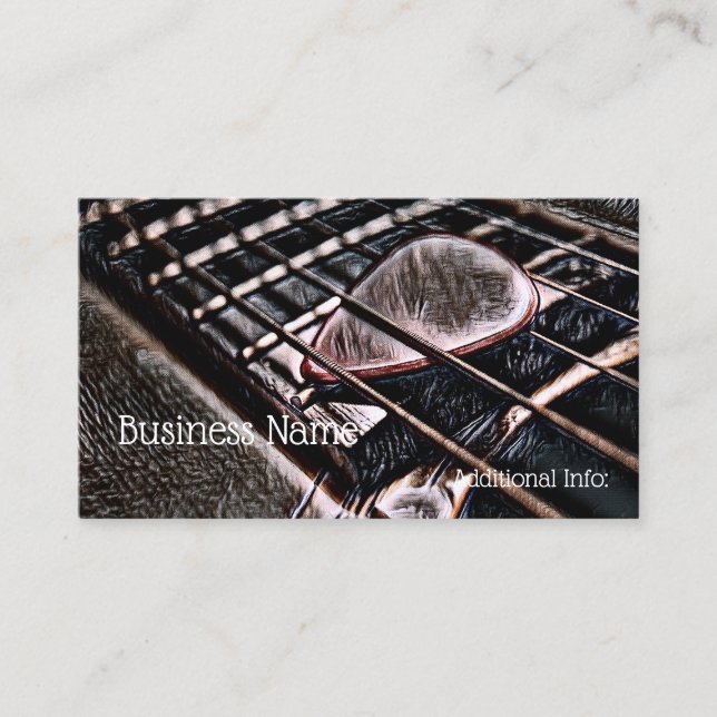 Guitar Strings In Leather Business Card (Front)