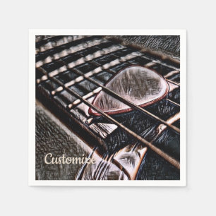 Guitar Strings In Leather Paper Napkins