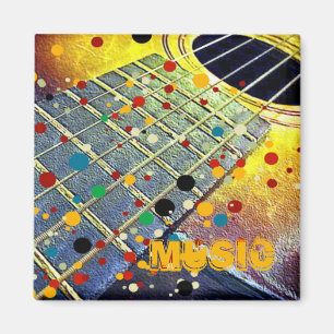 Guitar strings music mustard colourful vintage magnet