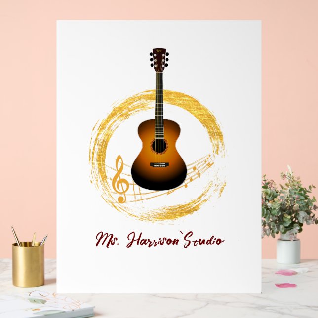 Guitar Studio Elegant White Acrylic Sign  (Wedding)