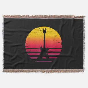 Guitar Sunset Electric Rock Music Lover Instrument Throw Blanket
